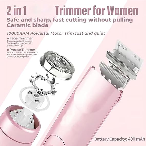 2 in 1 Dual-Head Shaver Waterproof Rechargeable, for Armpit, Legs, Arms