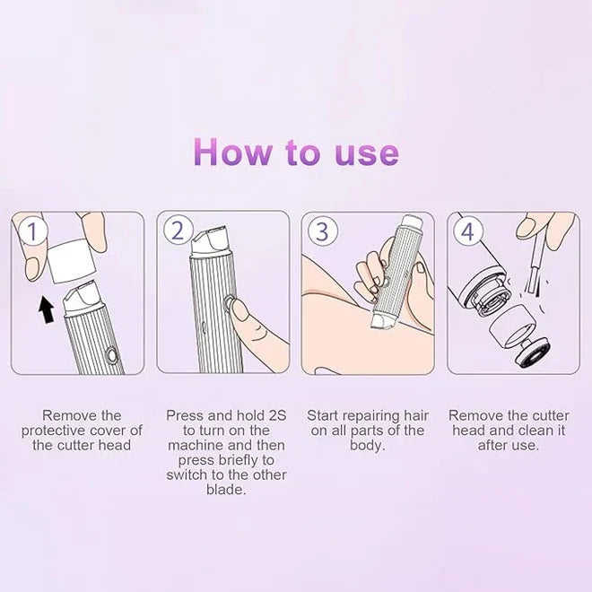 2 in 1 Dual-Head Shaver Waterproof Rechargeable, for Armpit, Legs, Arms